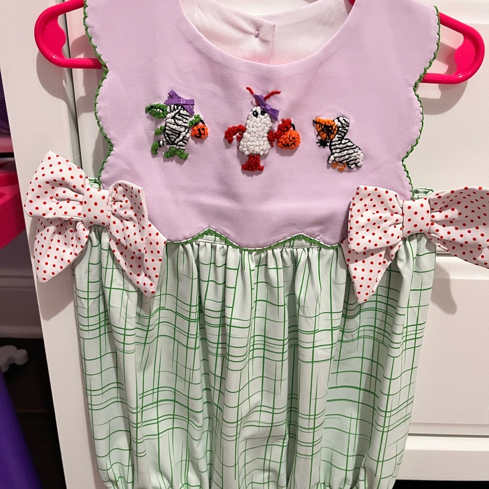 Adorable Purple and Green Kids One Piece